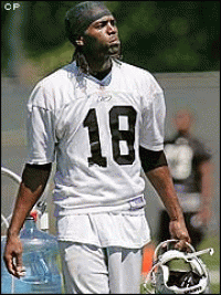 Randy Moss, headed for the Pacific. Those of us who knew him best talk about him often. I swear the stuff he pulled. Sometimes it makes me sad, though, Randy being gone. I have to remind myself that some birds aren't meant to be caged. Their feathers are just too bright and when they fly away, the part of you that knows it was a sin to lock them up does rejoice, but still, the place you live in is that much more drab and empty that they're gone. I guess I just miss my wide receiver.