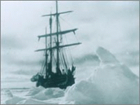 The Endurance, Schackleton's ship, caught in the ice.